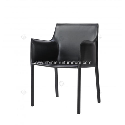 Black saddle leather Cab dining chairs